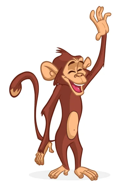 漫画面白い猿チンパンジー 幸せな猿のキャラクターデザインのベクトルイラスト孤立 — ストックベクタ