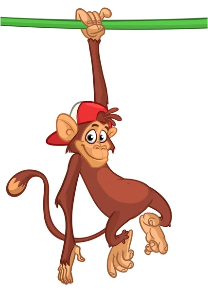 Cartoon Funny Monkey Chimpanzee Vector Illustration Happy Monkey Character Design — Stock Vector