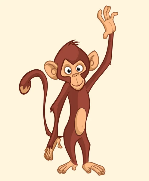 Kreslený Opičí Šimpanz Vektorová Ilustrace Šťastného Opičí Charakter Designu Izolované — Stockový vektor