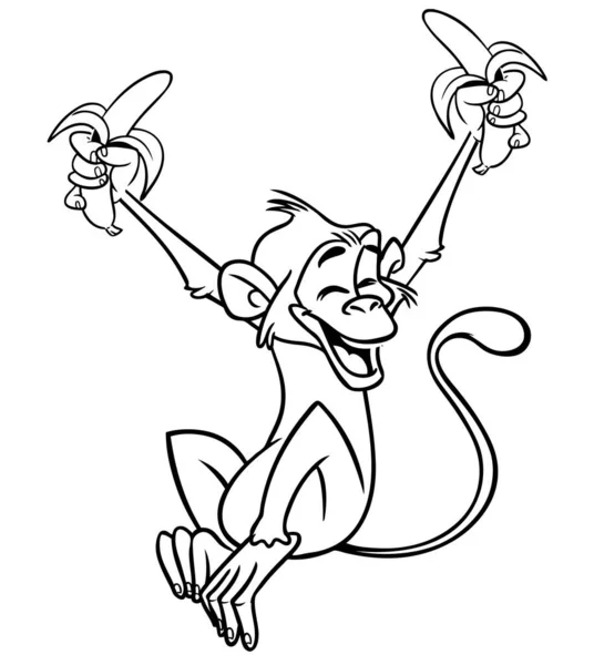 Κινούμενο Αστείο Χιμπατζή Μαϊμού Περιγράφεται Εικονογράφηση Διάνυσμα Ευτυχισμένη Μαϊμού Χαρακτήρα — Διανυσματικό Αρχείο