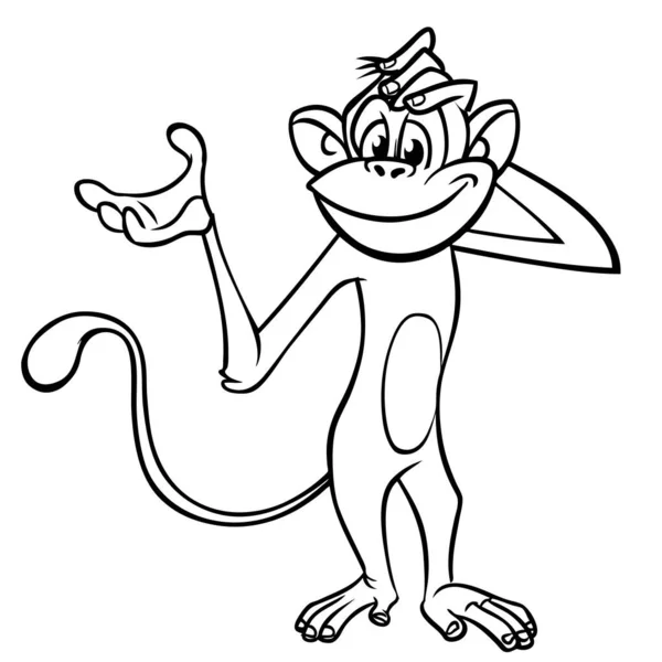 Scimpanzé Scimmia Divertente Cartone Animato Delineato Illustrazione Vettoriale Del Personaggio — Vettoriale Stock