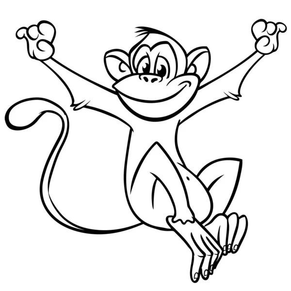 Κινούμενο Αστείο Χιμπατζή Μαϊμού Περιγράφεται Εικονογράφηση Διάνυσμα Ευτυχισμένη Μαϊμού Χαρακτήρα — Διανυσματικό Αρχείο