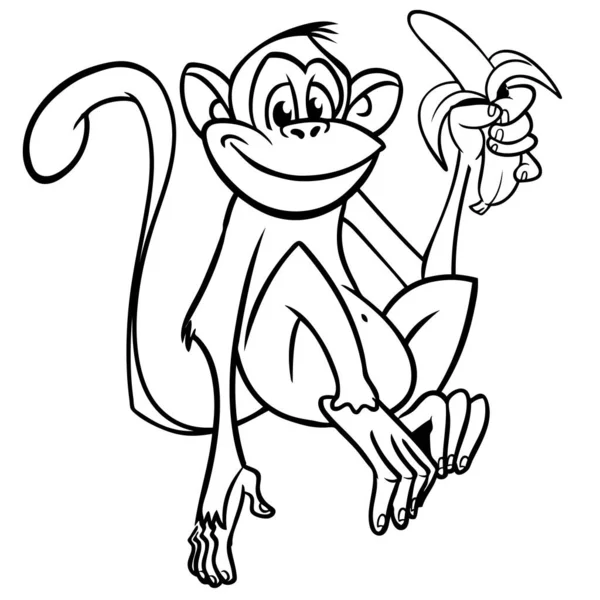 Kreslený Legrační Opičí Šimpanz Vektorová Ilustrace Šťastné Opičí Postavy Pro — Stockový vektor