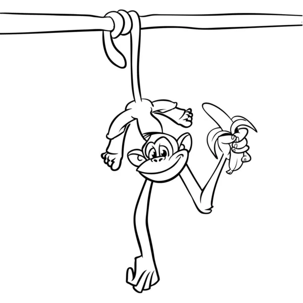 Karikatur Lustiger Affe Schimpanse Skizziert Vektorillustration Des Glücklichen Affencharakters Für — Stockvektor
