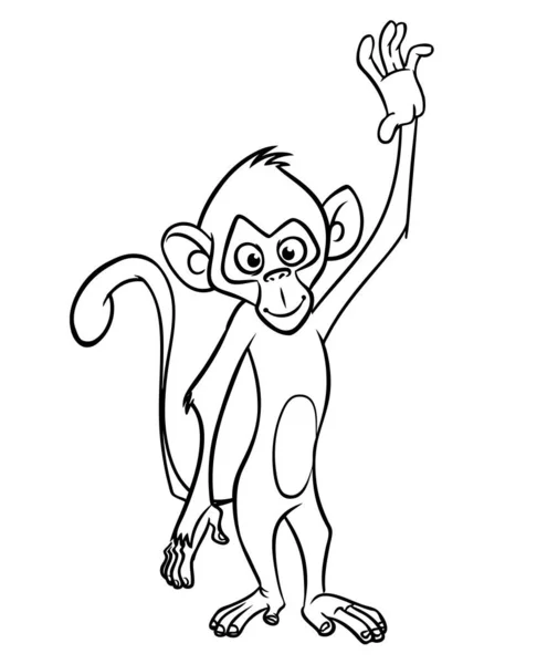 Karikatur Lustiger Affe Vektorillustration Des Glücklichen Affen Schimpansen Umrisse Für — Stockvektor