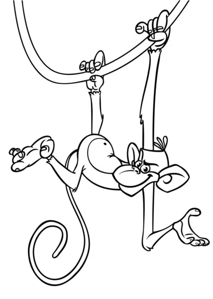 만화재미있는 원숭이 원숭이 침팬지의 을묘사 사기꾼의 색종이 — 스톡 벡터