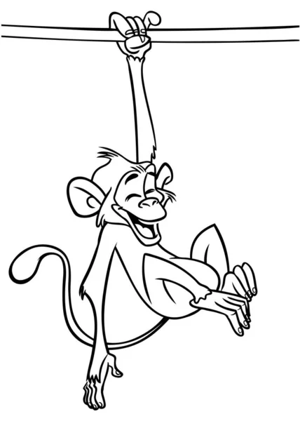 Κινούμενα Σχέδια Αστεία Μαϊμού Εικονογράφηση Διάνυσμα Ευτυχισμένη Μαϊμού Χιμπατζή Περιγράμματα — Διανυσματικό Αρχείο