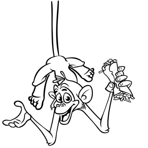 재미있는 원숭이 파라펠 스트리트 푸드를 페이지 원숭이 침팬지 개요의 일러스트 — 스톡 벡터