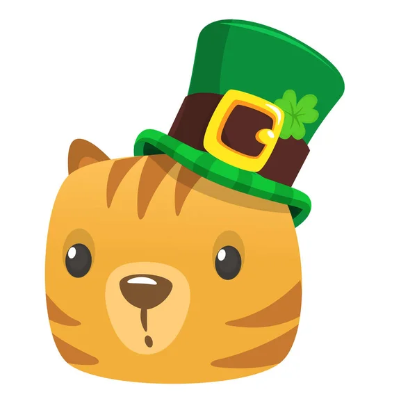 Cartoon Happy Hamster Character Wearing Patrick Hat Clover Vector Illustration — Stock Vector