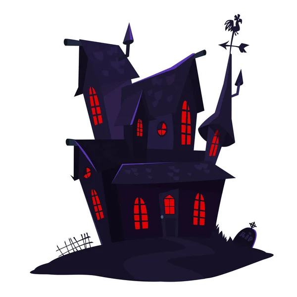 Cartoon Haunted Scary House Vetor Illustration Isolated White Background — Stock Vector