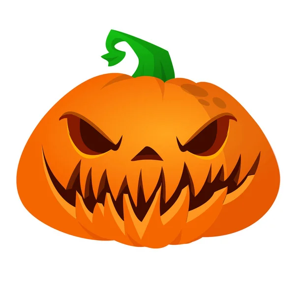 Testa Zucca Cartone Animato Halloween Con Espressione Spaventosa Illustrazione Vettoriale — Vettoriale Stock