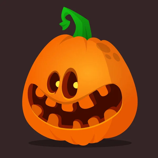 Cabeça Abóbora Dos Desenhos Animados Halloween Com Expressão Assustadora Ilustração — Vetor de Stock