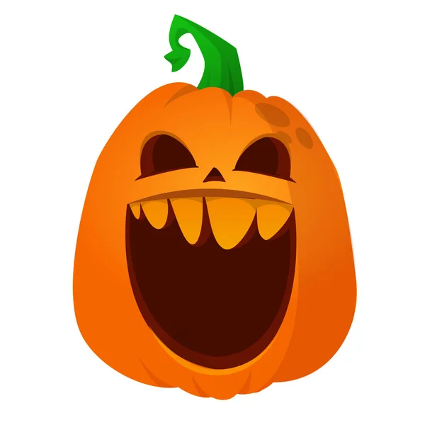 Cabeza Calabaza Halloween Dibujos Animados Con Expresión Miedo Ilustración Vectorial — Vector de stock
