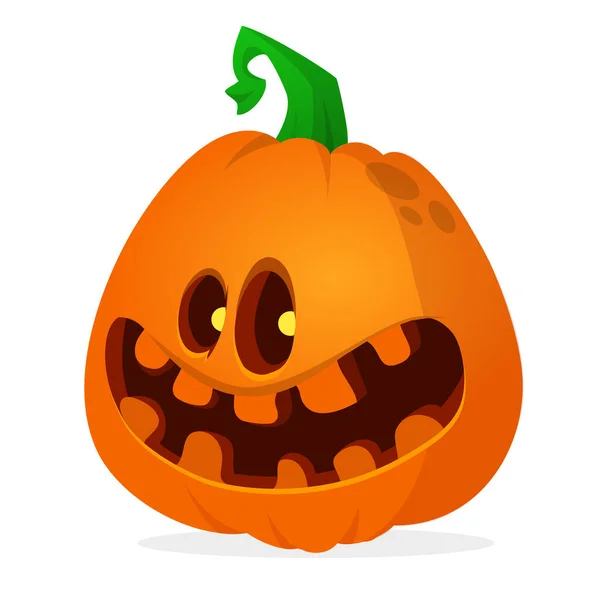 Espantapájaros Halloween Con Ilustración Cabeza Calabaza Vector Dibujos Animados Tallados — Vector de stock