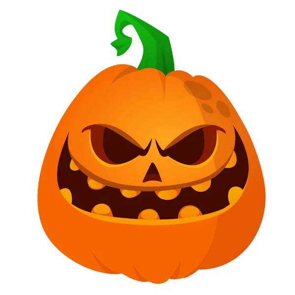 Cartoon Halloween Pompoen Hoofd Met Enge Uitdrukking Vector Illustratie Van — Stockvector