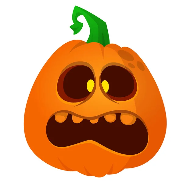 Dibujos Animados Divertida Cabeza Calabaza Halloween Aislado Ilustración Vectorial — Vector de stock