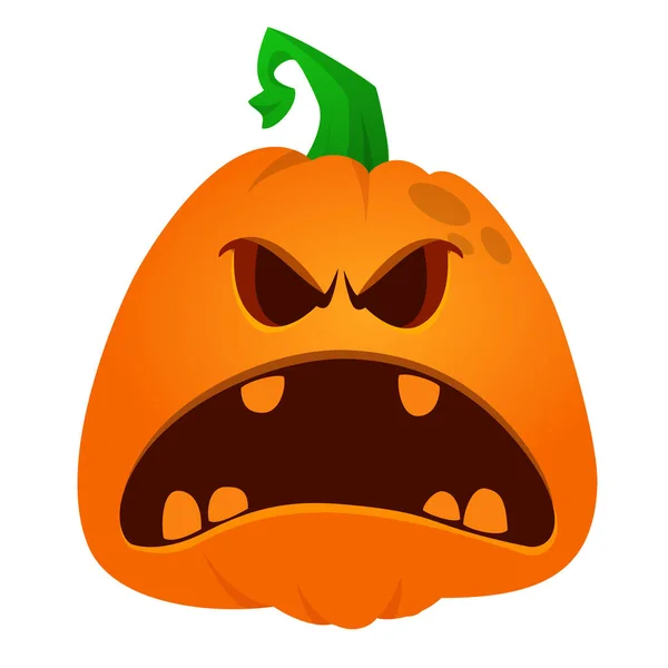 Cartoon Halloween Pumpkin Head Scary Expression Vector Illustration Jack Lantern — Stock Vector