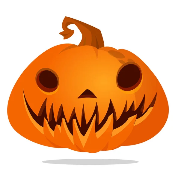 Cartoon Halloween Pompoen Hoofd Met Enge Uitdrukking Vector Illustratie Van — Stockvector