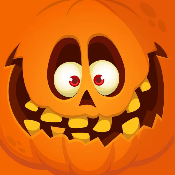 Rajzfilm Vicces Halloween Tök Fej Ijesztő Arckifejezés Vektor Illusztráció Jack — Stock Vector