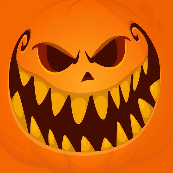 Kreskówka Śmieszne Halloween Dynia Głowa Przerażającym Wyrazem Twarzy Wektor Ilustracja — Wektor stockowy