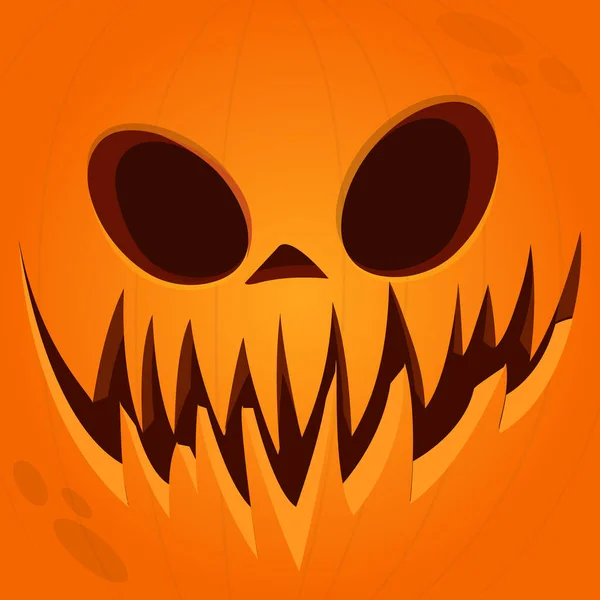 Tecknad Rolig Halloween Pumpa Huvud Med Skrämmande Ansiktsuttryck Vektor Illustration — Stock vektor