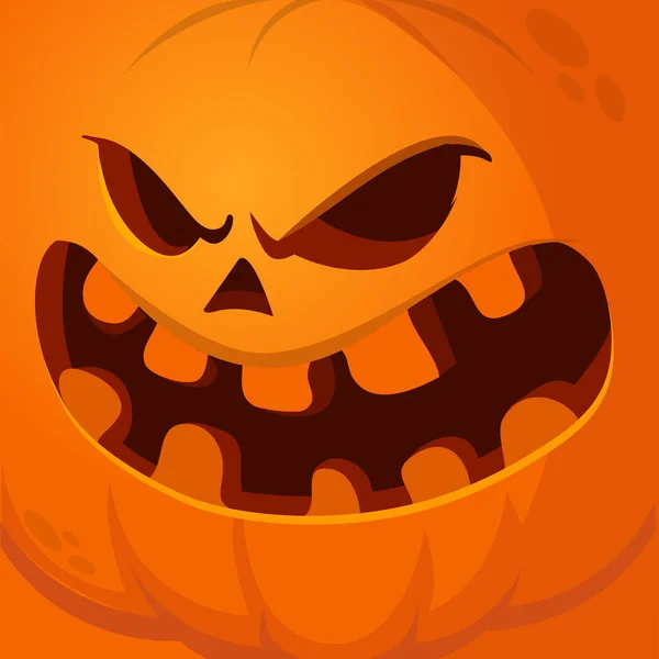 Dessin Animé Drôle Tête Citrouille Halloween Avec Expression Effrayante Visage — Image vectorielle