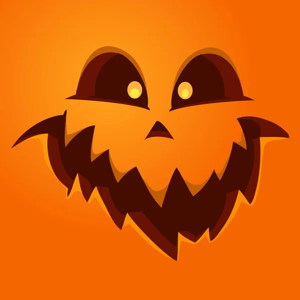 Zeichentrickfilm Grimmiger Wütender Halloween Kürbiskopf Mit Gruseligem Gesichtsausdruck Vektor Illustration — Stockvektor