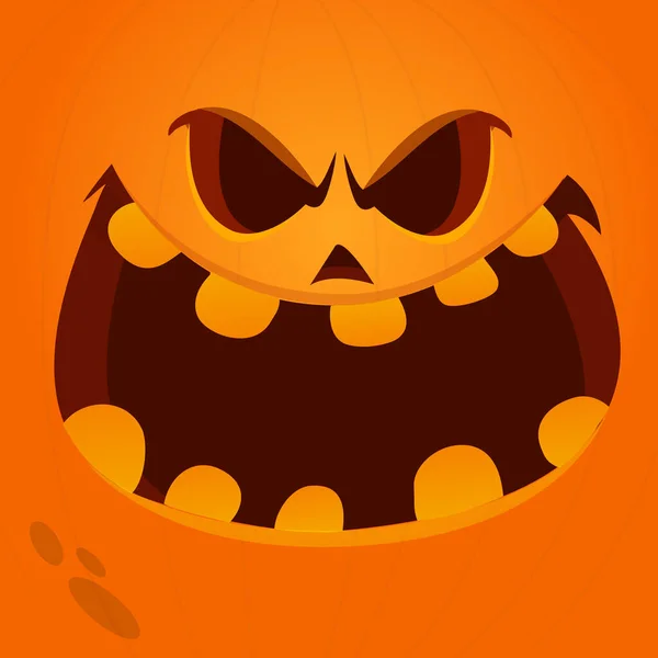 Cartoon Chmurný Rozzlobený Halloween Dýňová Hlava Děsivým Výrazem Tváři Vektorový — Stockový vektor