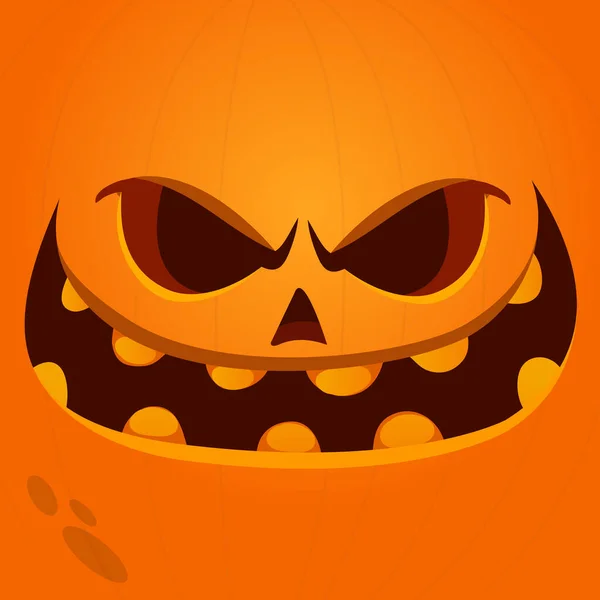 Dibujos Animados Divertida Cabeza Calabaza Halloween Con Expresión Cara Miedo — Vector de stock