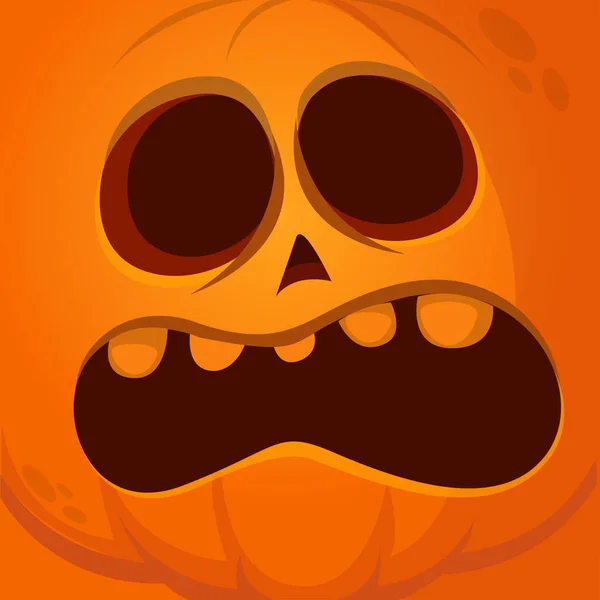 Cartoon Grim Angry Halloween Pumpkin Head Scary Face Expression Vector — Stock Vector