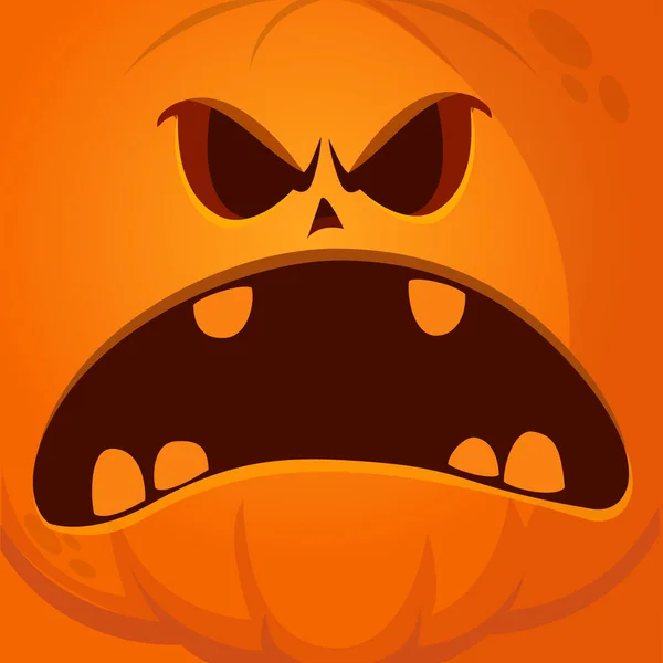 Γελοιογραφία Ζοφερή Θυμωμένος Απόκριες Κεφάλι Κολοκύθας Τρομακτική Έκφραση Προσώπου Εικονογράφηση — Διανυσματικό Αρχείο