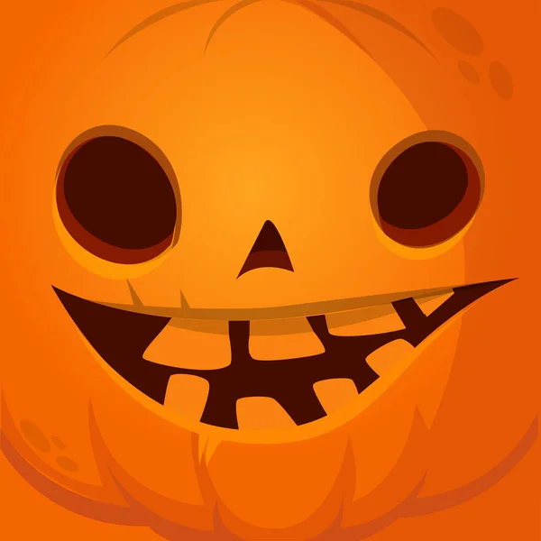 Cartone Animato Divertente Zucca Testa Halloween Con Espressione Faccia Spaventosa — Vettoriale Stock