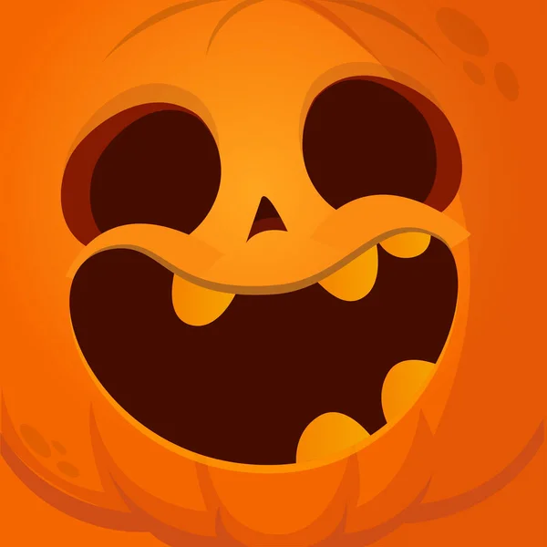 Cartone Animato Divertente Zucca Testa Halloween Con Espressione Faccia Spaventosa — Vettoriale Stock