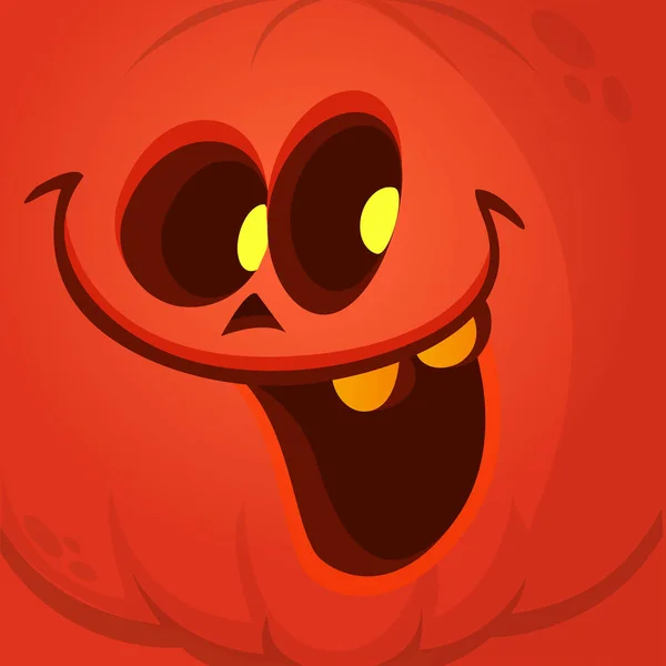 Cartoon Funny Halloween Pumpkin Head Scary Face Expression Vector Illustration — Stock Vector