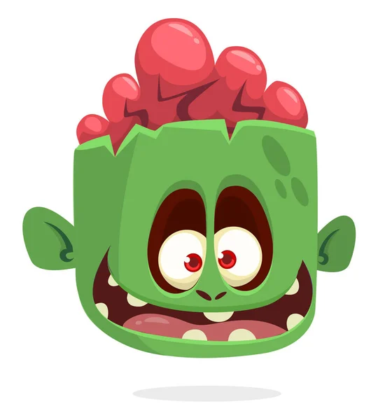 Cartoon Lustige Grüne Zombie Figur Mit Beängstigendem Gesichtsausdruck Halloween Vektor — Stockvektor