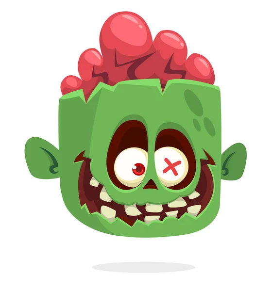 Dessin Animé Drôle Zombie Vert Conception Caractère Avec Expression Effrayante — Image vectorielle