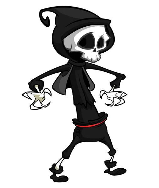 Grim Faucheur Personnage Dessin Animé Conception Squelette Halloween Pour Invitation — Image vectorielle