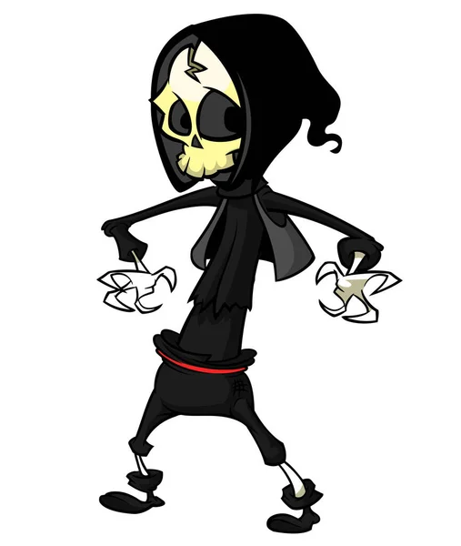 Grim Reaper Cartoon Character Halloween Skeleton Design Party Invitation Poster — Stock Vector