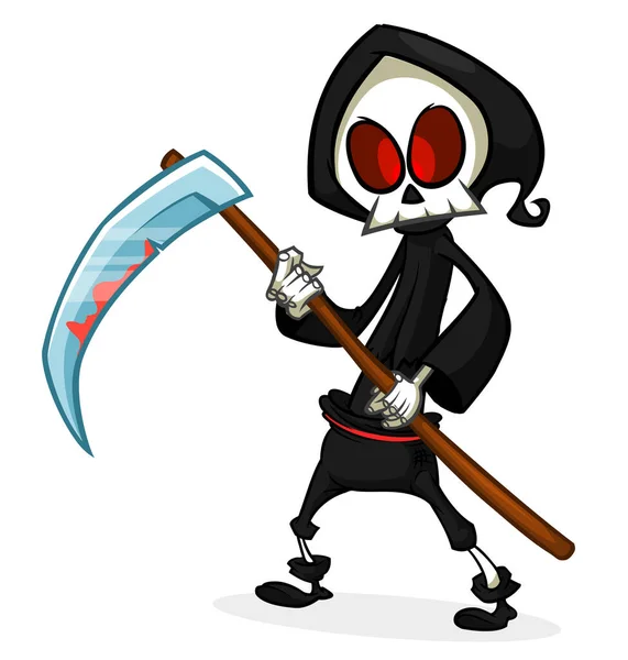 Personaje Dibujos Animados Grim Reaper Con Guadaña Diseño Esqueleto Muerte — Archivo Imágenes Vectoriales
