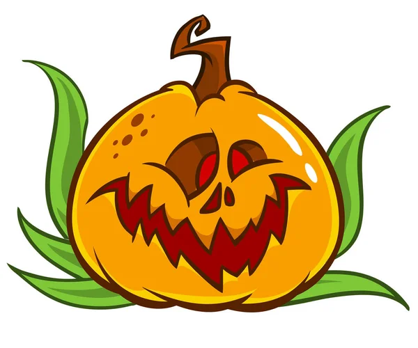 Cartoon Halloween Pumpkin Head Scary Expression Vector Illustration Jack Lantern — Stock Vector