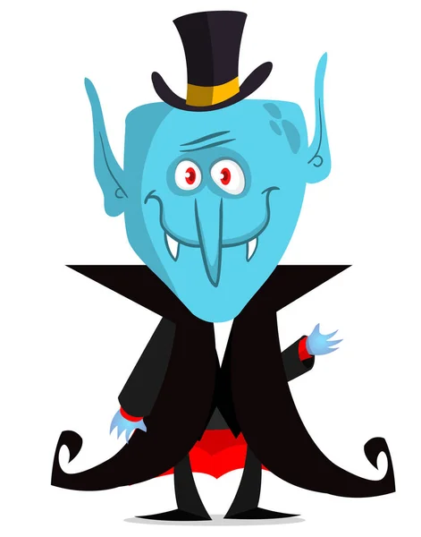 Joyeux Halloween Comte Dracula Portant Une Cape Noire Rouge Mignon — Image vectorielle