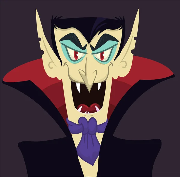 Fijne Halloween Graaf Dracula Draagt Een Zwarte Rode Cape Leuke — Stockvector