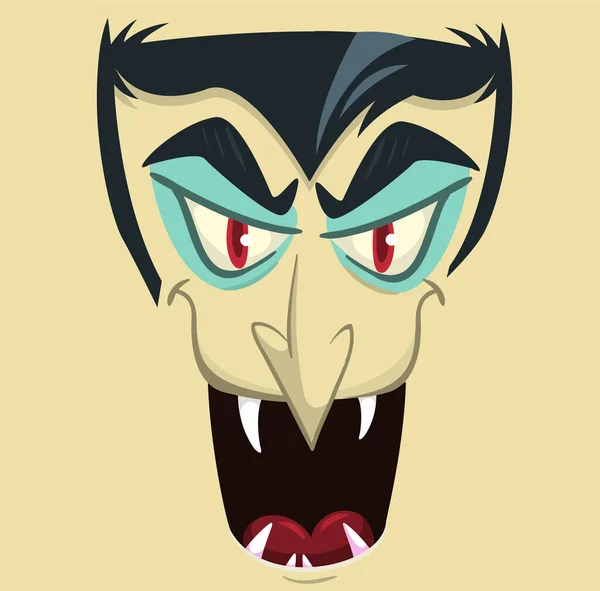 Mutlu Cadılar Bayramı Kont Drakula Yüz Avatarı Takıyor Kocaman Ağzı — Stok Vektör