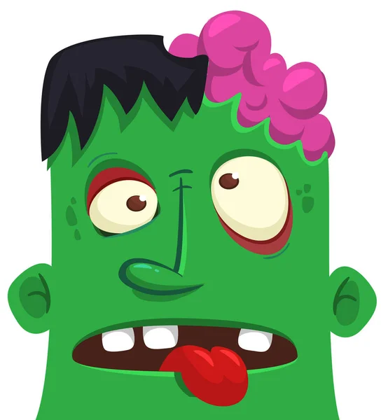 Dessin Animé Tête Zombie Colère Illustration Vectorielle Halloween Zombies Drôles — Image vectorielle