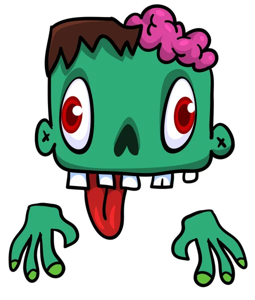 Cartoon Angry Zombie Halloween Vector Illustration Funny Zombie Moaning Wide — Stock Vector