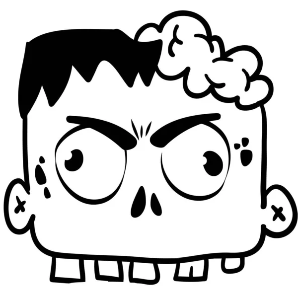 Zombie Zangado Com Desenhos Animados Ilustração Vetor Halloween Zumbi Engraçado —  Vetores de Stock