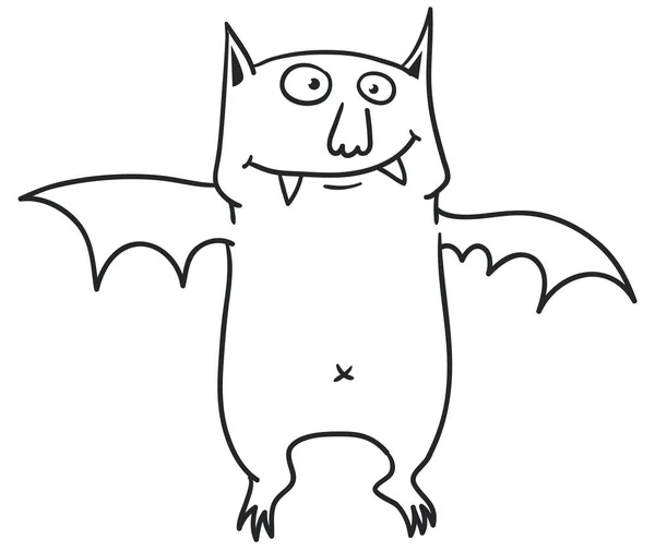 Dibujos Animados Murciélago Gordo Divertido Volando Halloween Vector Murciélago Vampiro — Vector de stock