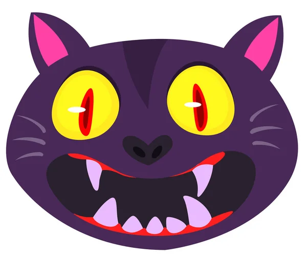 Desenhos Animados Bruxa Gato Preto Ilustração Halloween Engraçado Gato Rosto — Vetor de Stock