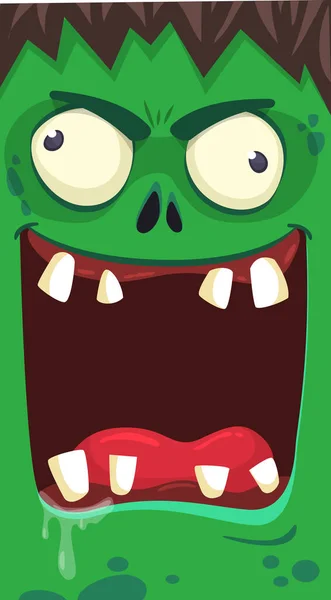 Kreskówkowy Wściekły Awatar Zombie Wektor Halloween Ilustracja Śmieszne Zombie Jęki — Wektor stockowy