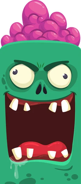 Мультфильм Злой Зомби Лицом Лицу Хэллоуин Вектор Иллюстрация Смешного Зомби — стоковый вектор